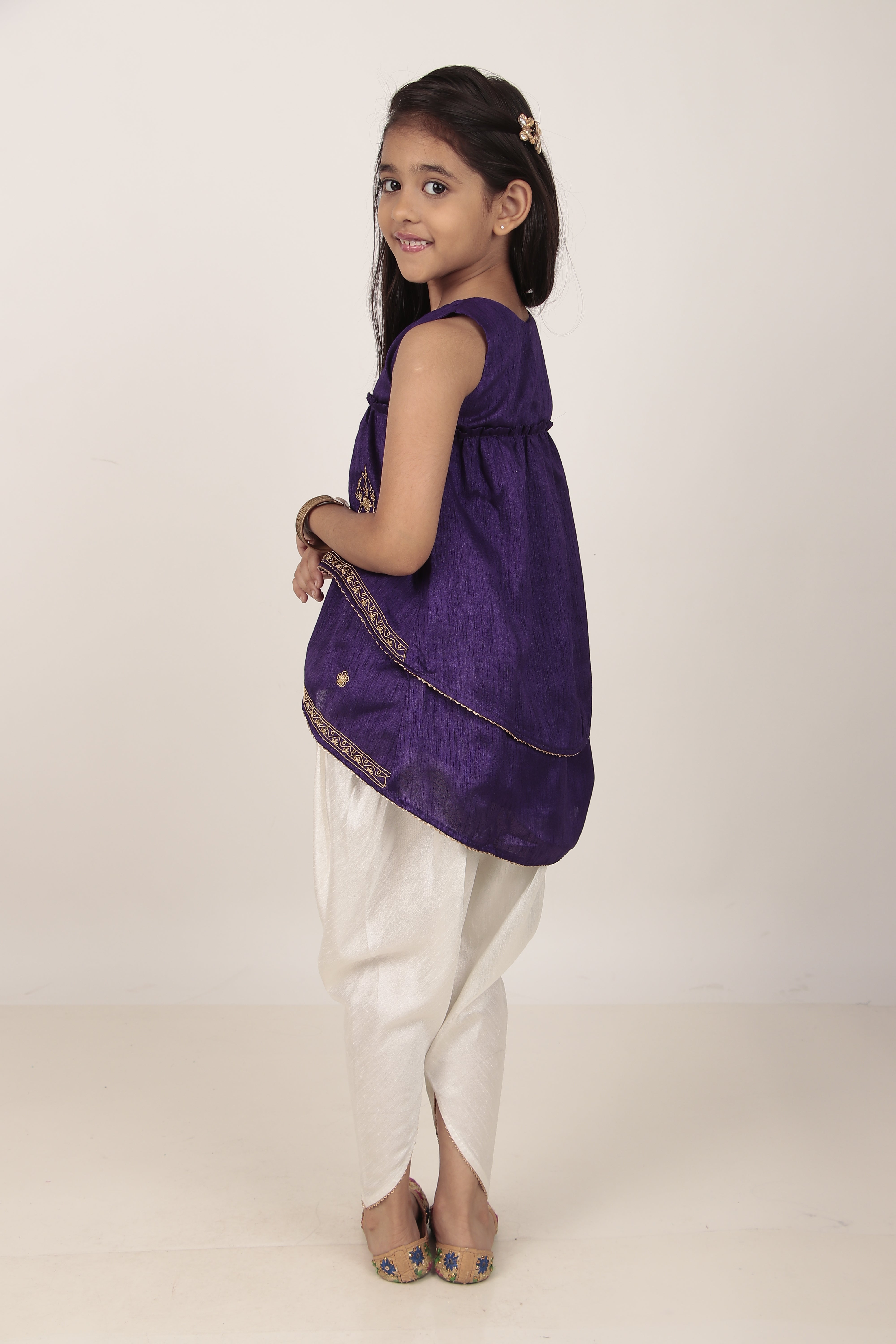Purple Kurta & Tulip Pants Set