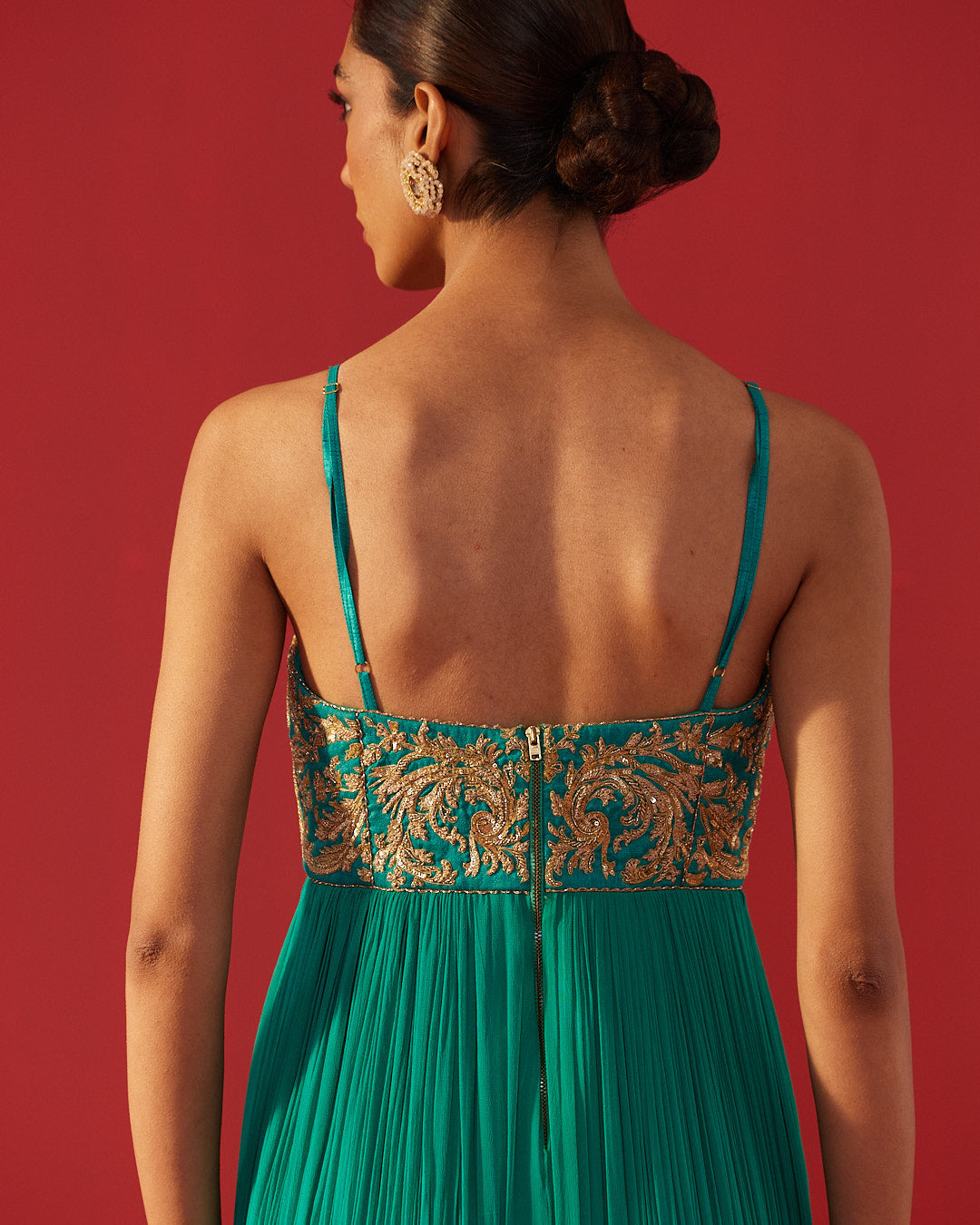 Sea Green Gathered Anarkali Dress