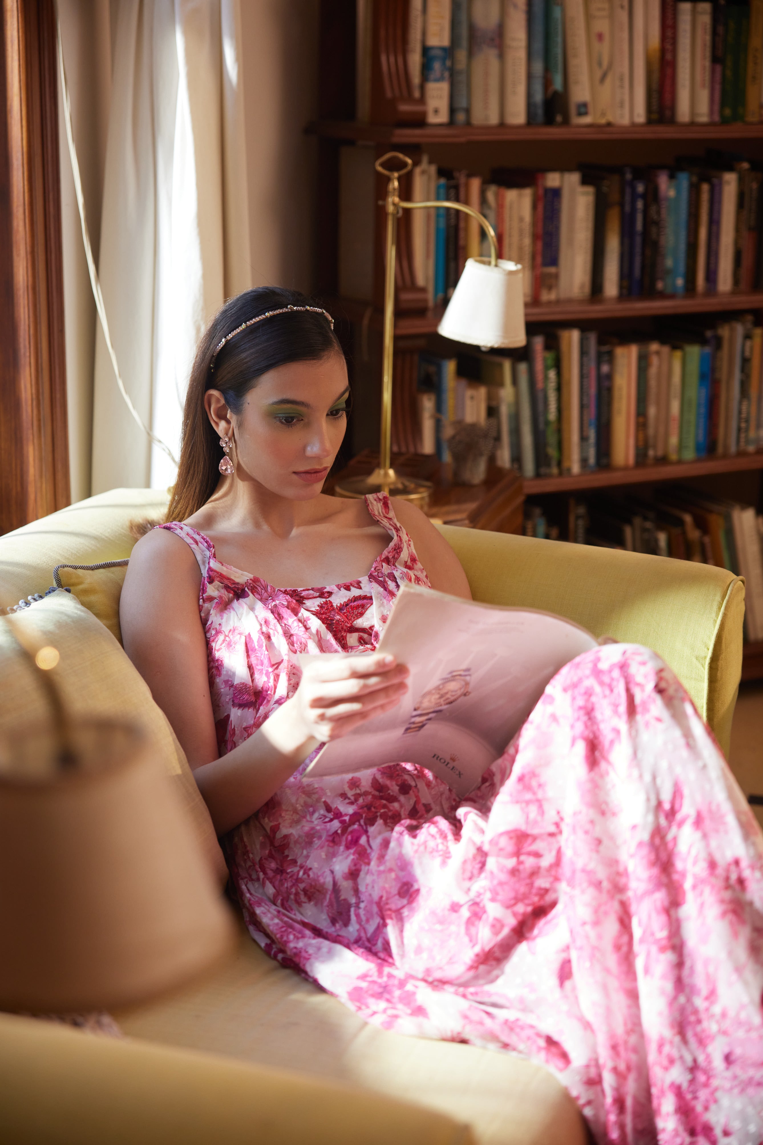 Pink Printed Evening Dress