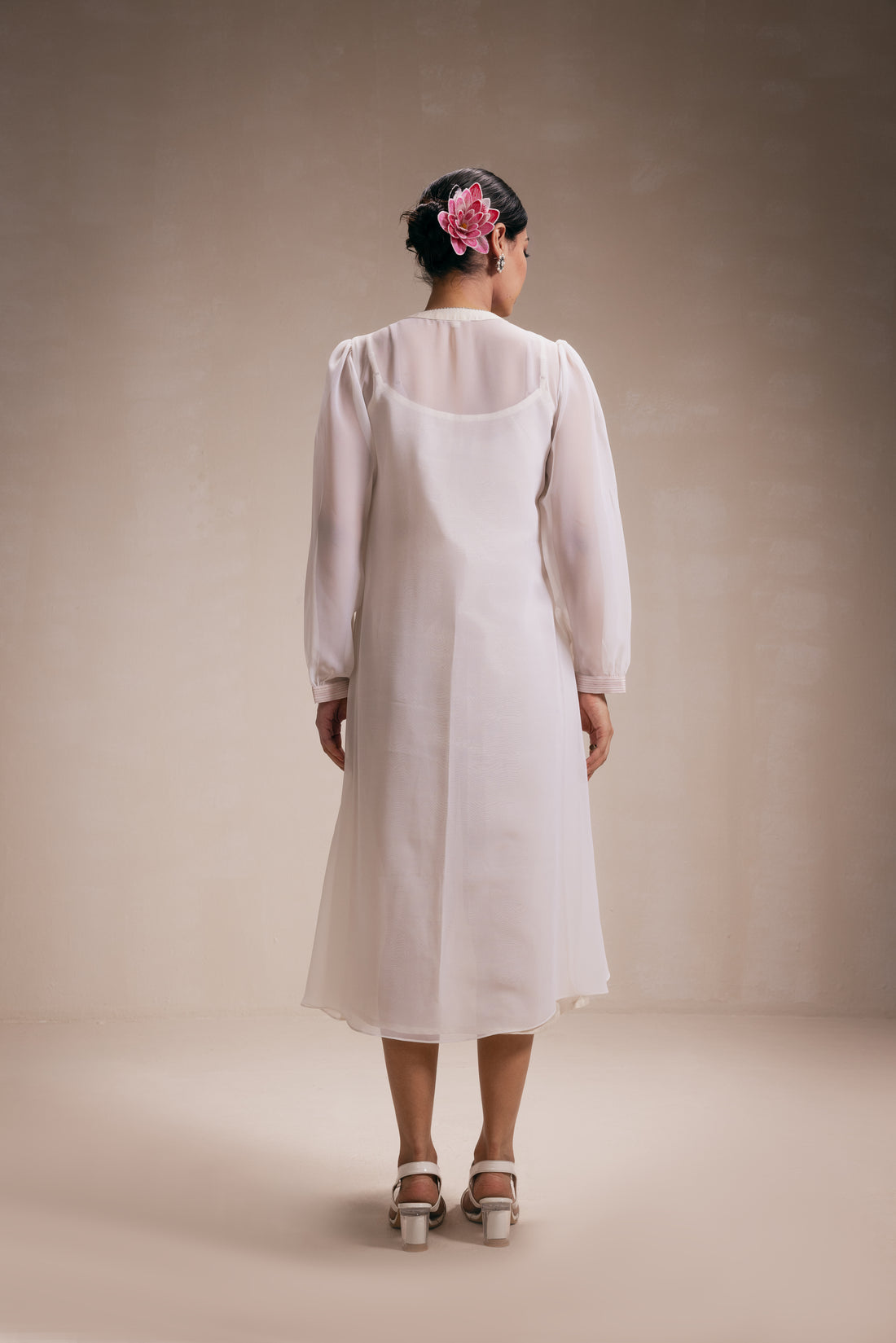 White Georgette Embroidered Dress
