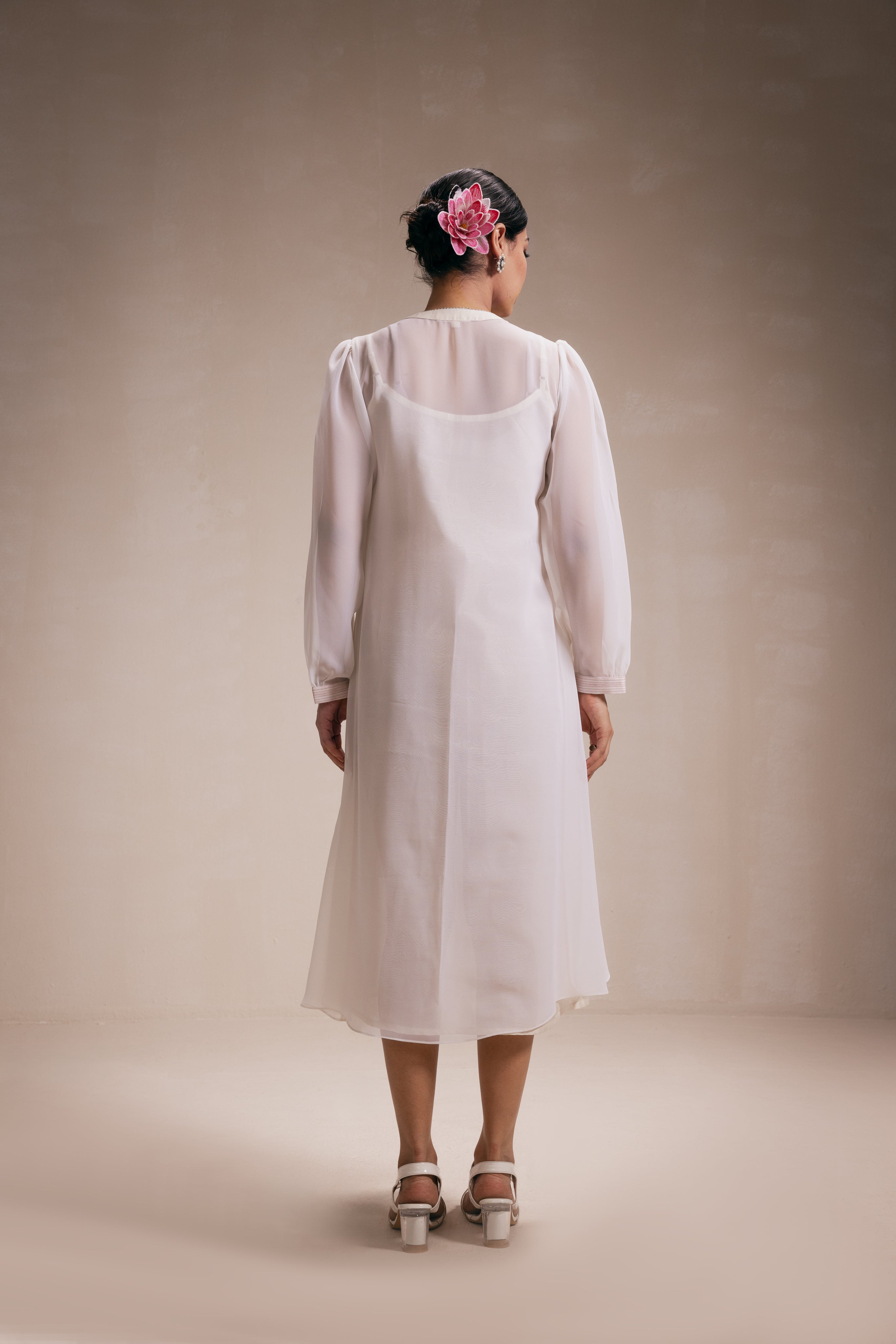 White Georgette Embroidered Dress