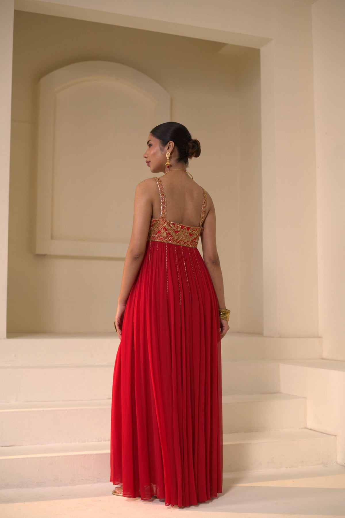 Red Georgette Dori Hand Embellished Anarkali