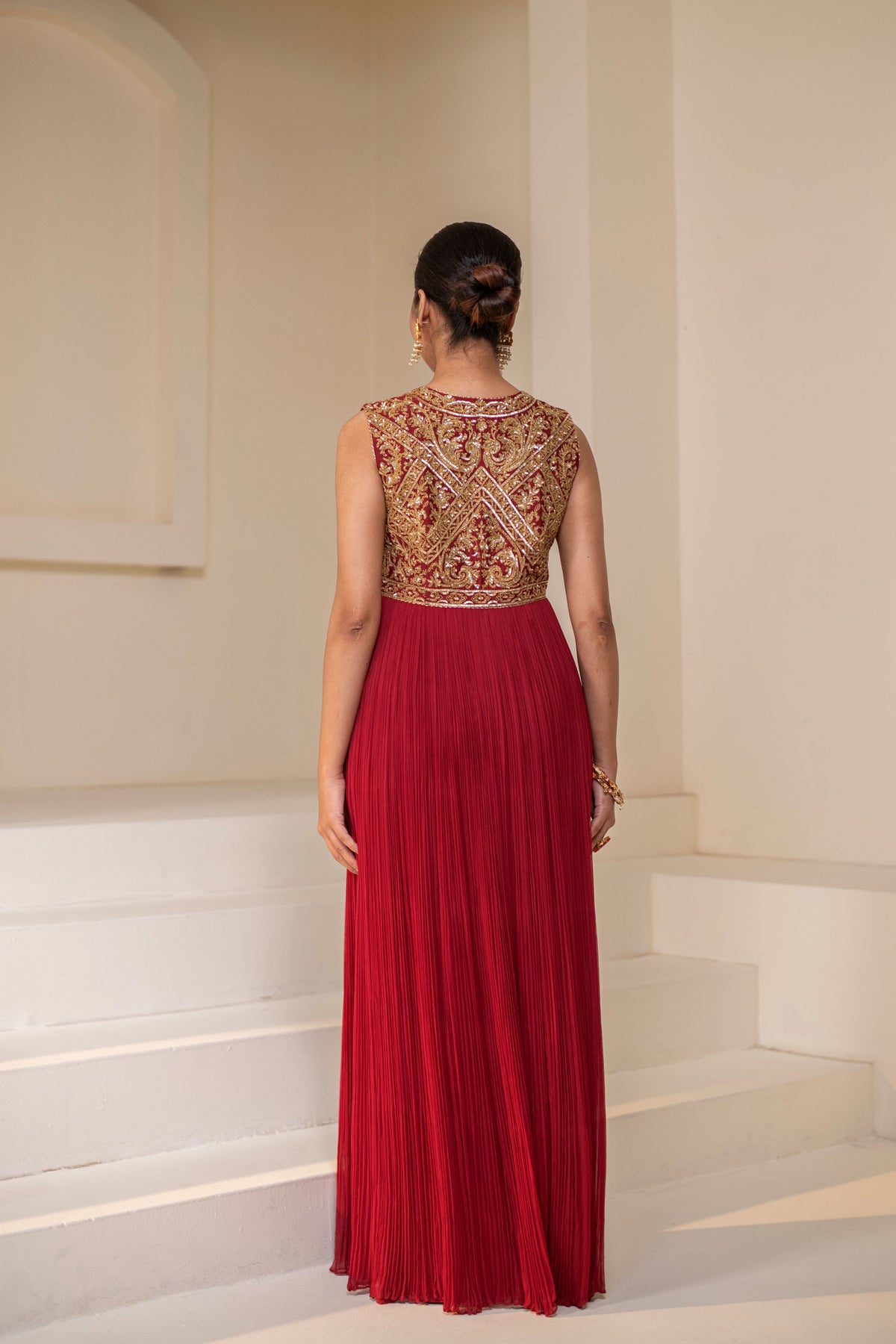 Maroon Georgette Dori Hand Embellished Anarkali