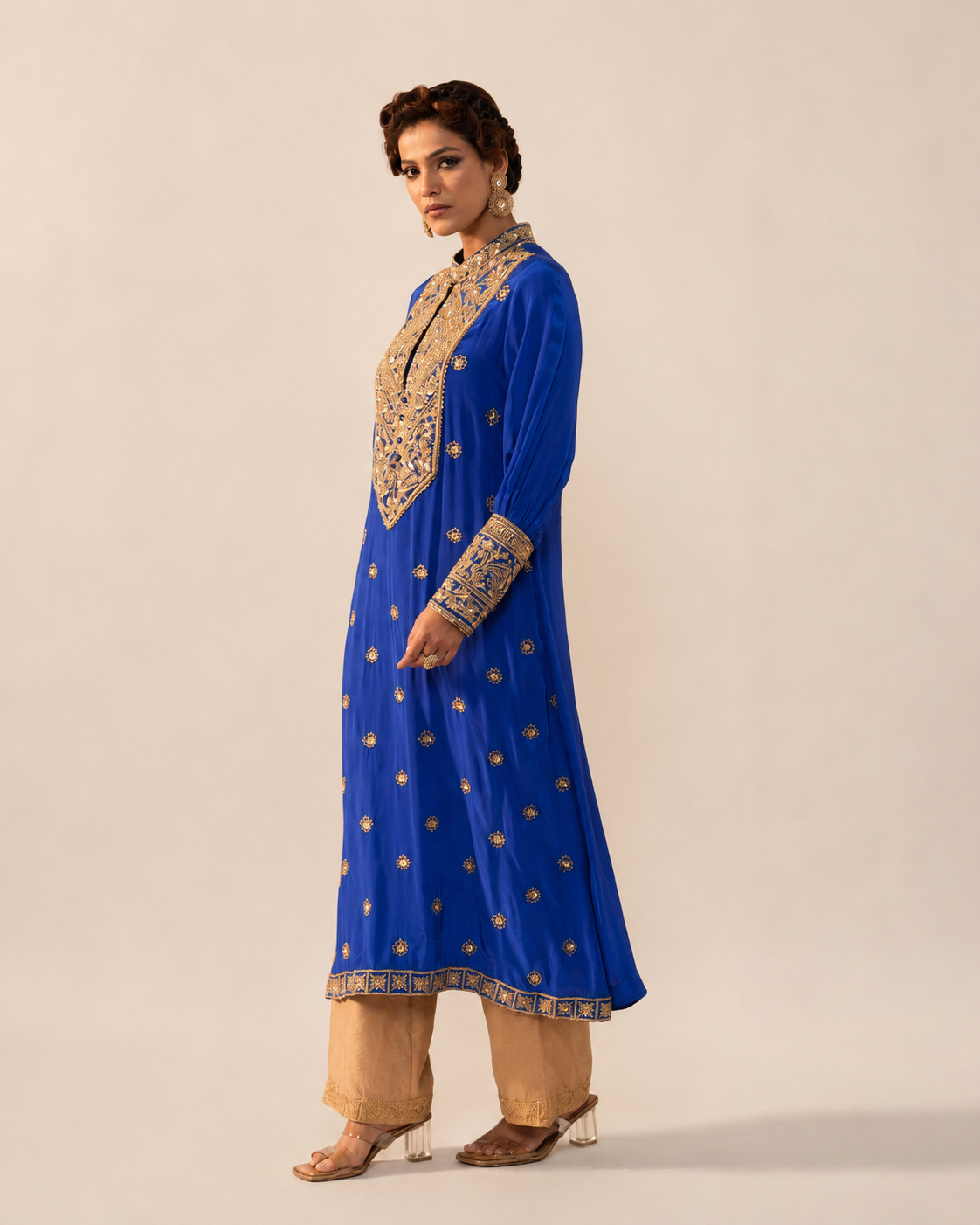 Royal Blue Gold Embellished Kurta Set