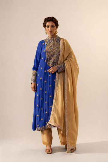 Royal Blue Gold Embellished Kurta Set